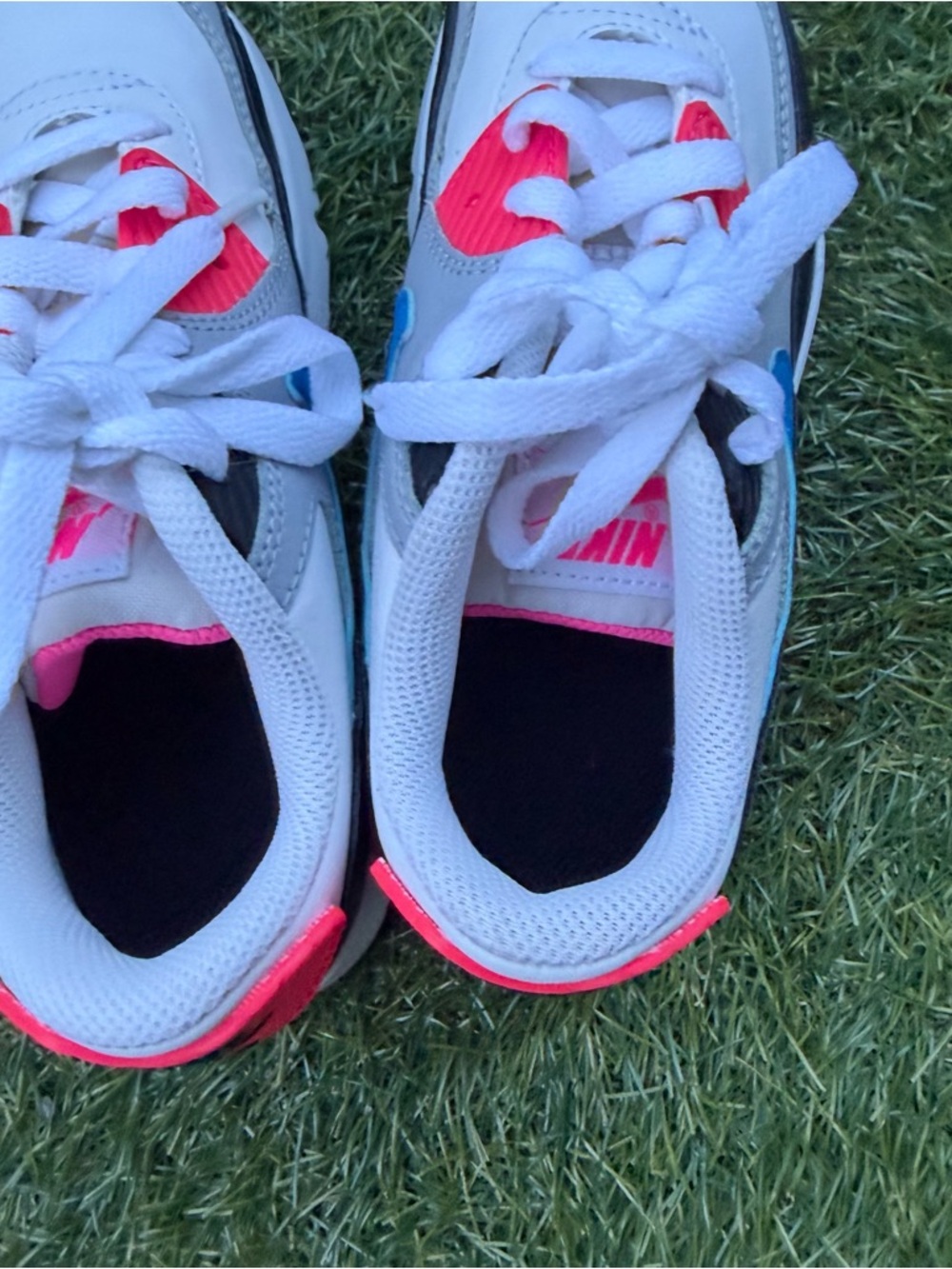 Nike Kids AirMax White Sneakers with Blue and Hot Pink Accents - Picture 6 of 8